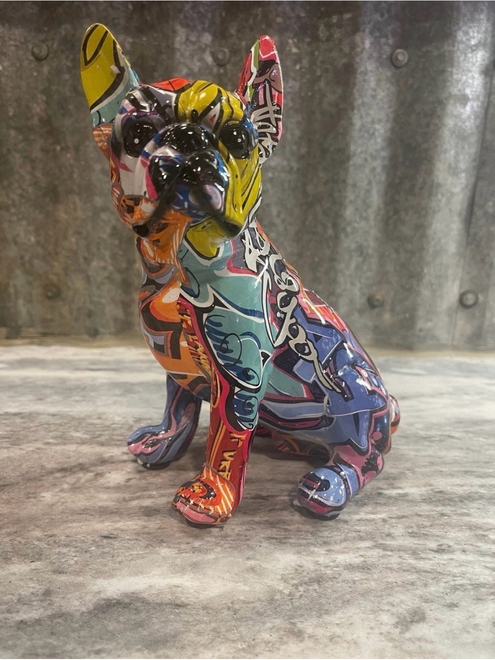 Colorful Graffiti-Style Dog Figurine - Multicolor